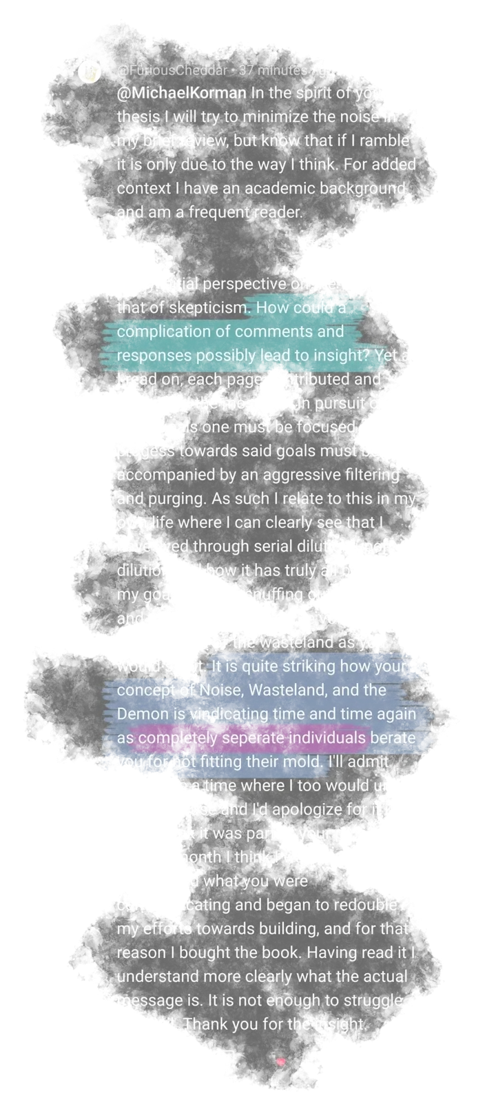 Reader comment about filtering and purging