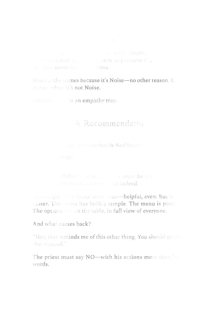Fragment of text about the priest saying NO